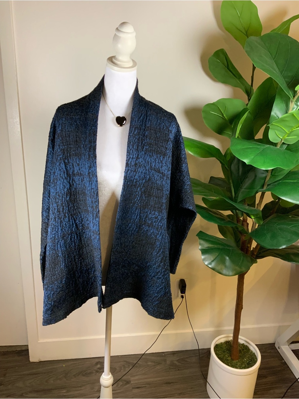 Zara Blue and Black Open Front Cape